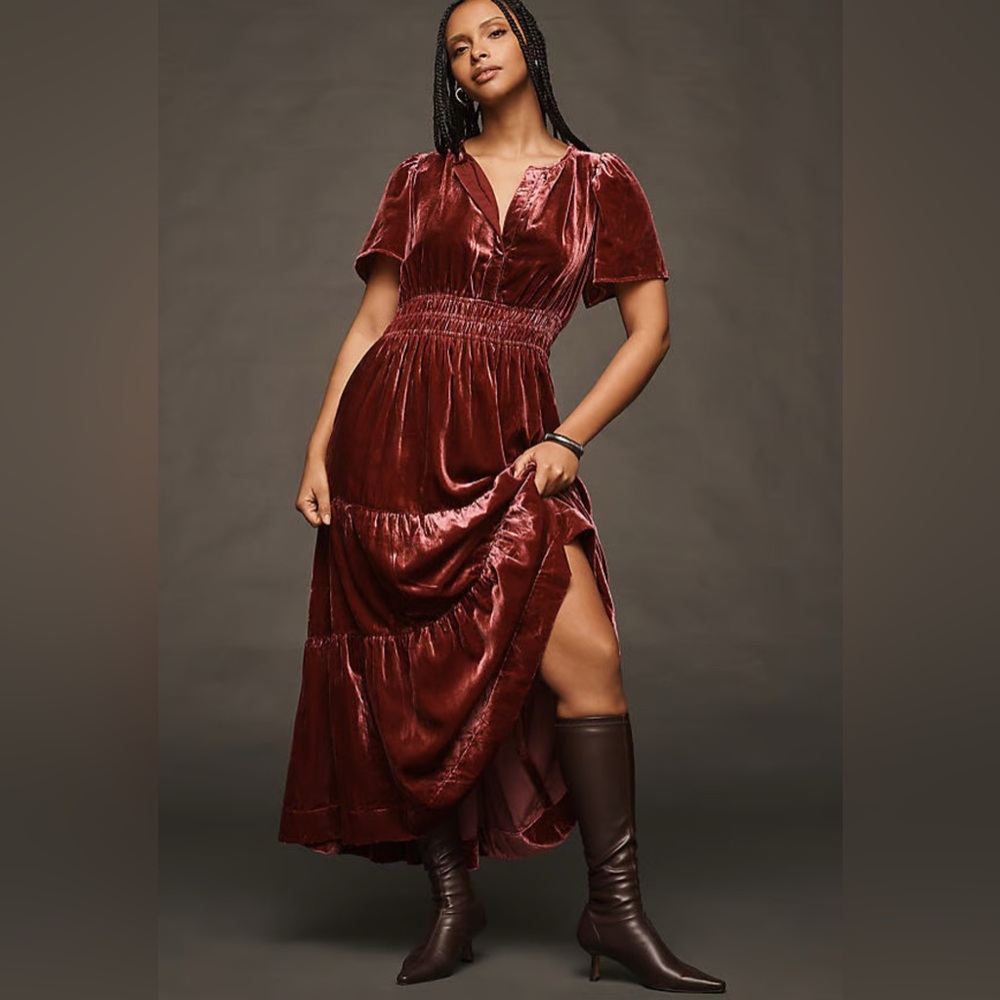 Anthropologie Somerset Velvet Maxi Dress
